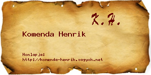 Komenda Henrik névjegykártya